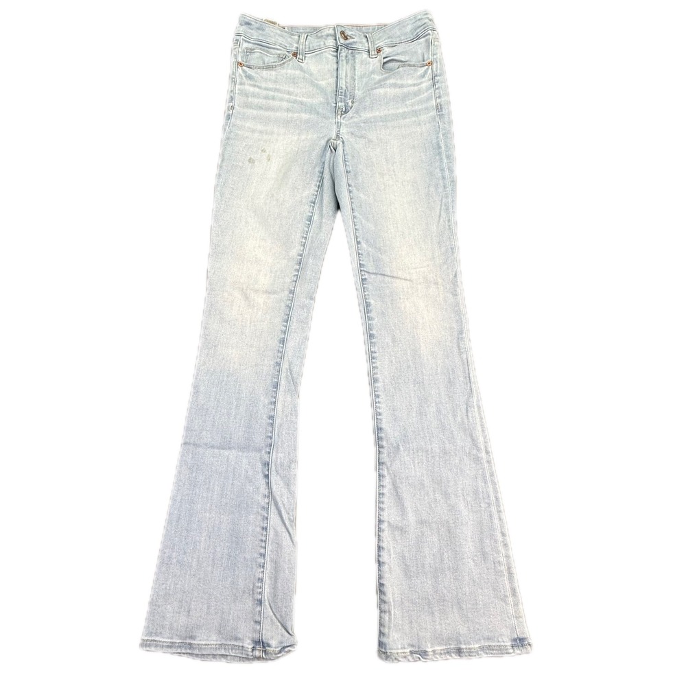 American Eagle Jeans Women 6 Light Wash High Rise Skinny Kick Flare Denim